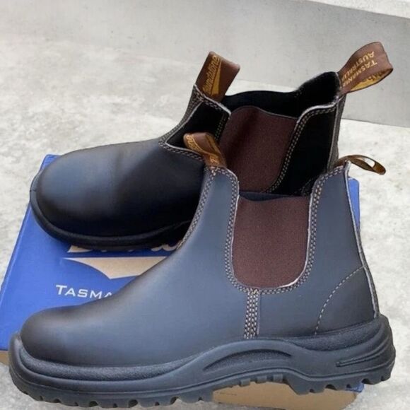 BLUNDSTONE 172 Leather Safety Work Chelsea Boot Stout Brown AUS 10.5 US Men 11.5 - Picture 5 of 16